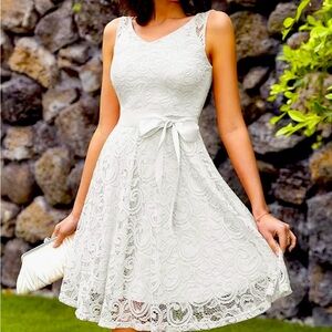 White Lace dress with ribbon